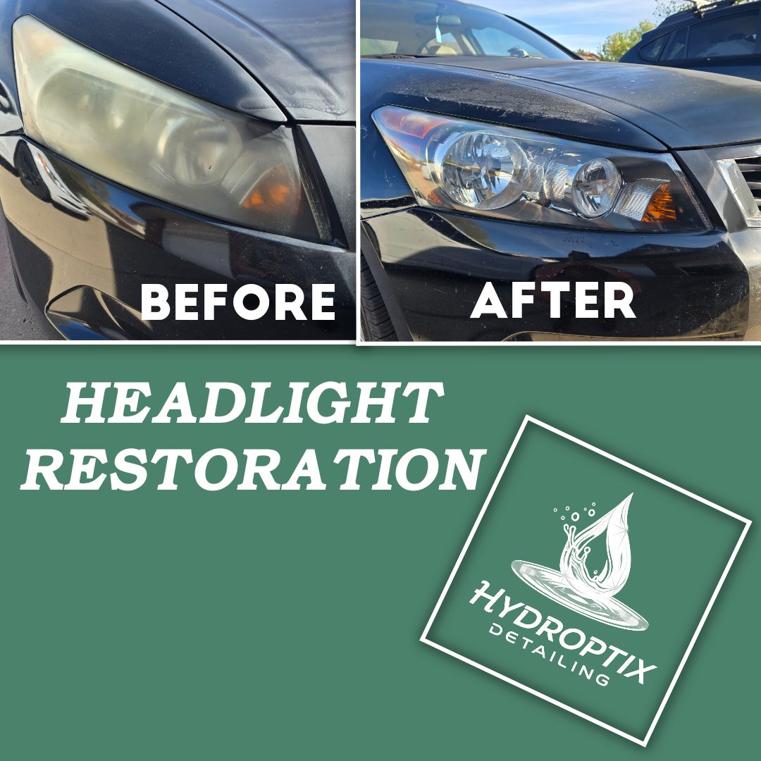 Before and after headlight restoration